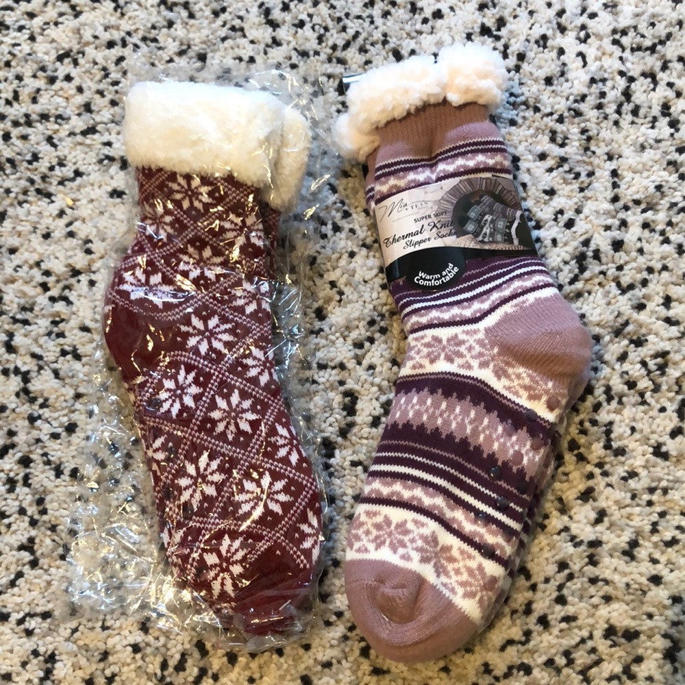 Two pairs of fluffy winter socks NWOT